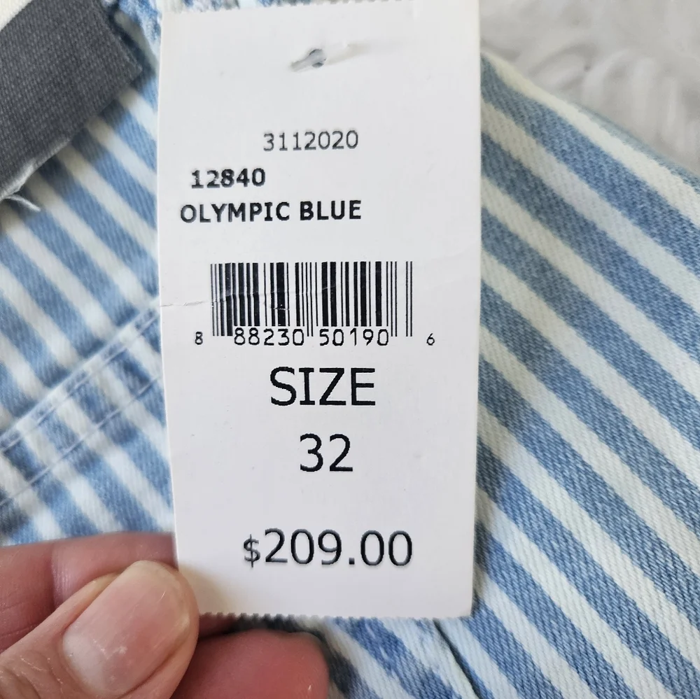 NWT DL1961 'Bridget' Striped Boot High Rise Cropped Jean, Instasculpt Size 32